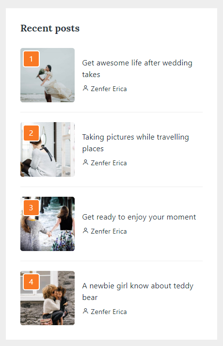Masonry blog recent post widget